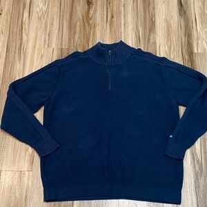 COLUMBIA SWEATER 100% COTTON PULLOVER QUARTER ZIP ELEVATED NAVY MENS SZ XXL